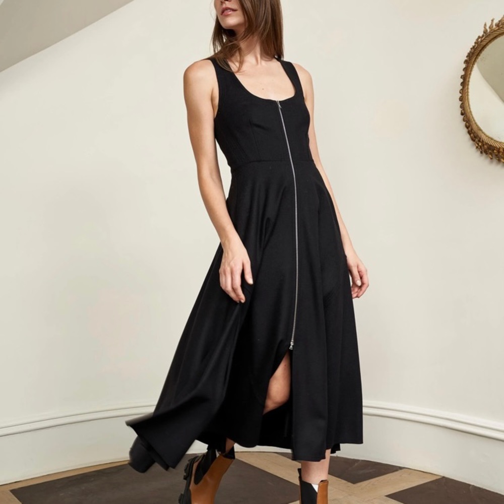 La Ligne Wool Zipper detail dress, size Small, Black